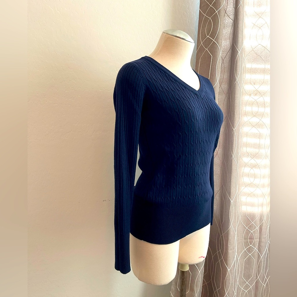 Women's Navy V-Neck Sweater